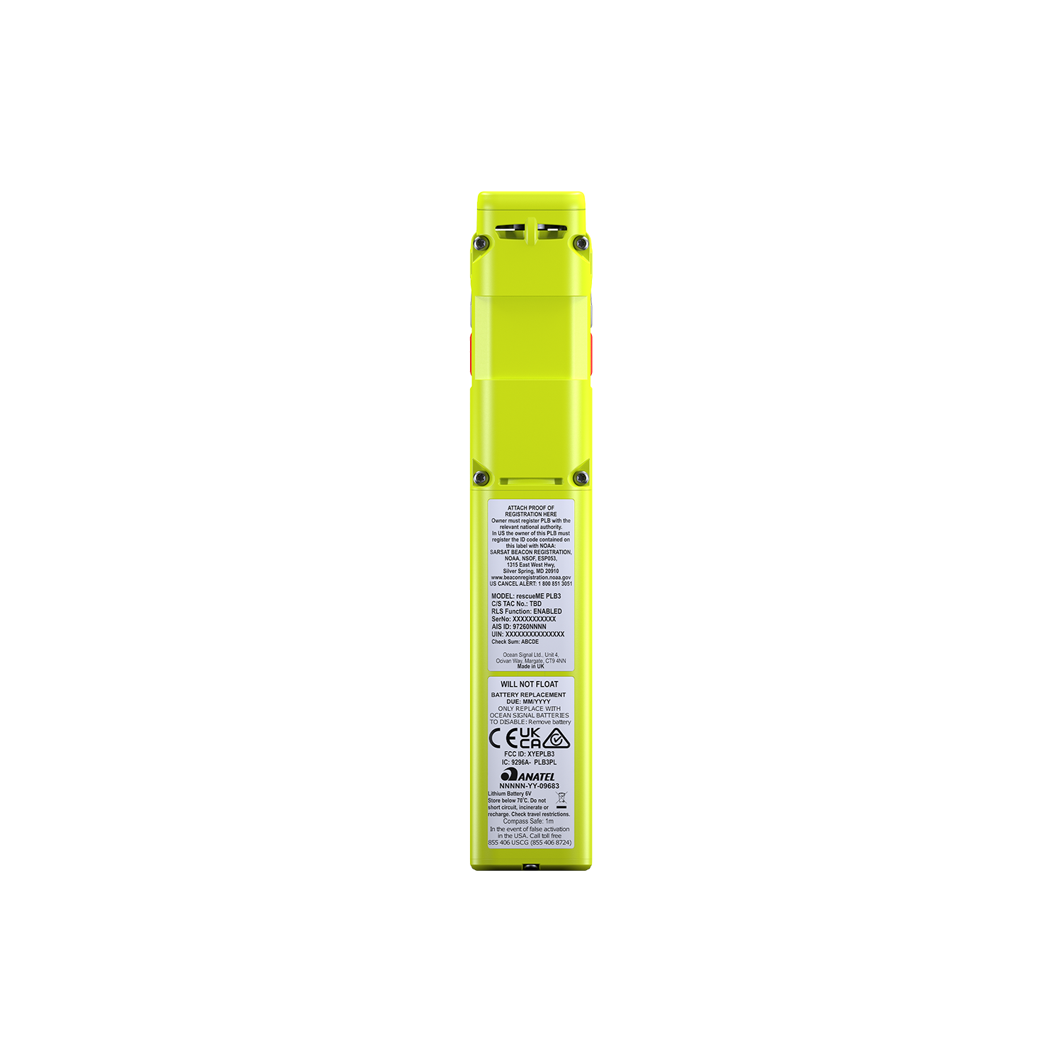 ACR ResQLink AIS Personal Locator Beacon back side