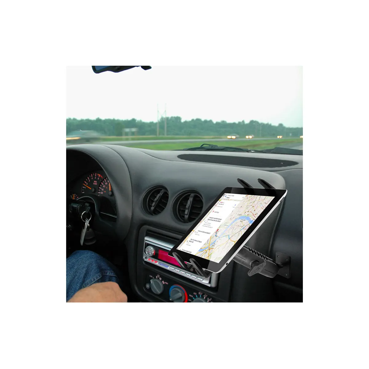 Arkon TABRMAMPS-MET Drill-Base Tablet Mount in use in car