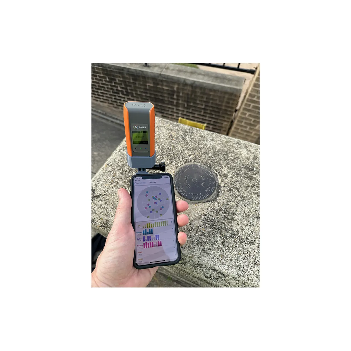 Bad Elf Flex Mini attached to phone