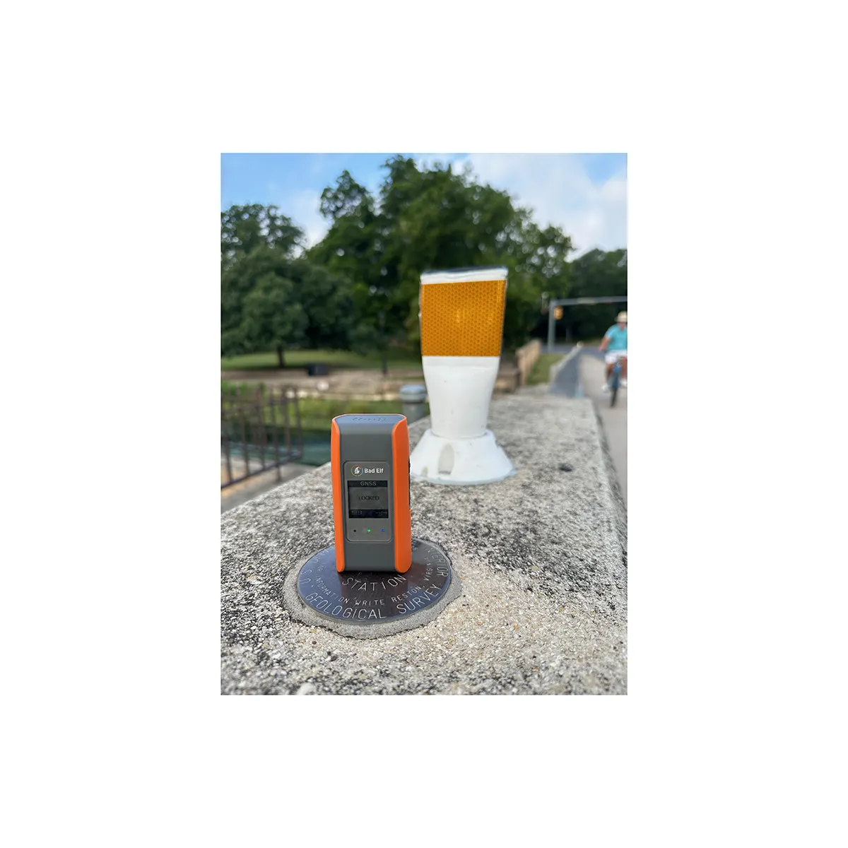 Bad Elf Flex Mini on survey marker