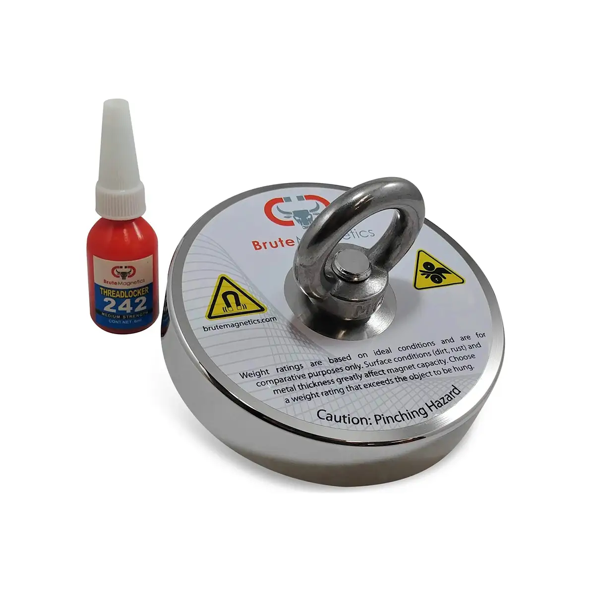 Brute Box Double Sided 1,200lb Magnet Fishing Bundle magnet with threadlocker