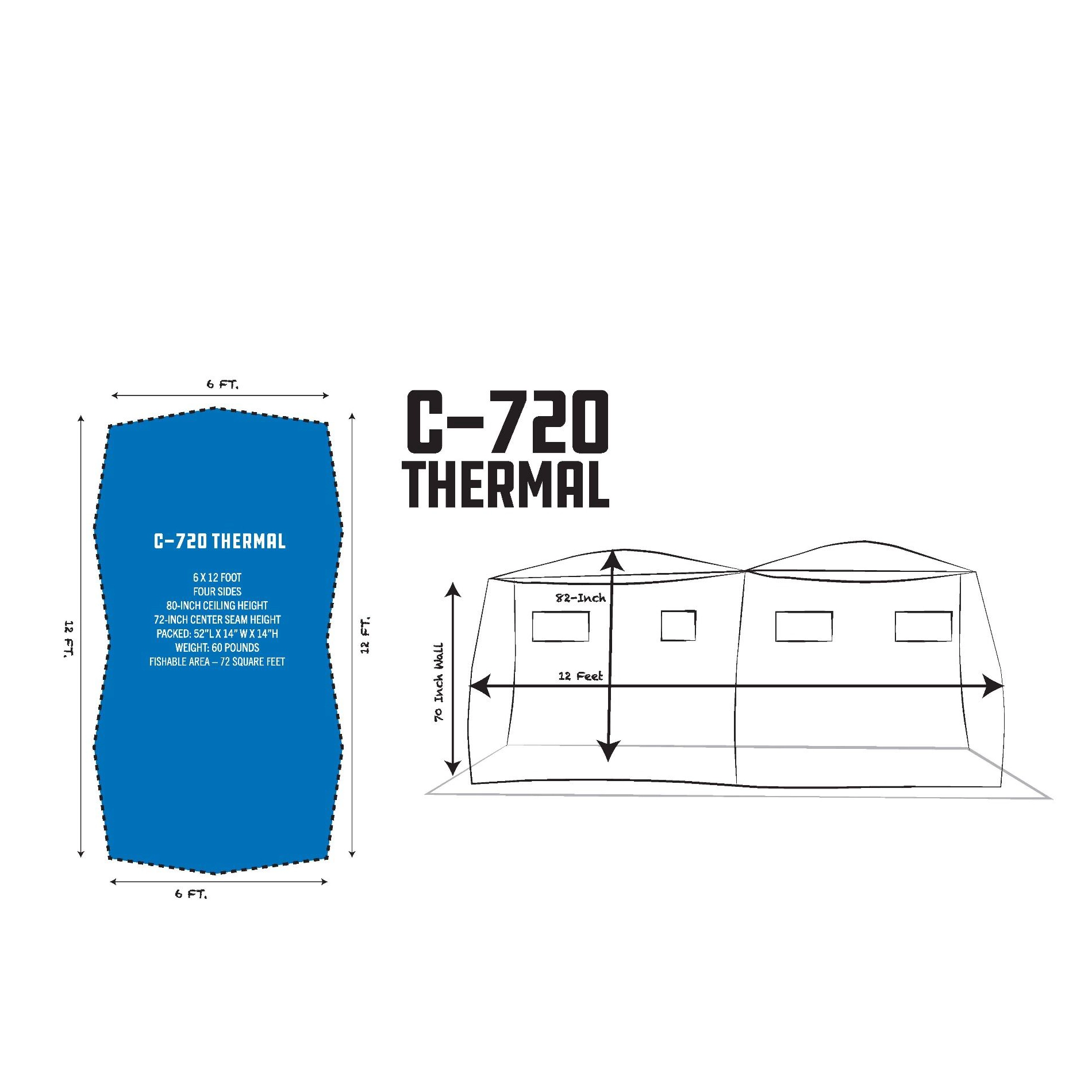Clam C-720 Thermal Hub Shelter infographic