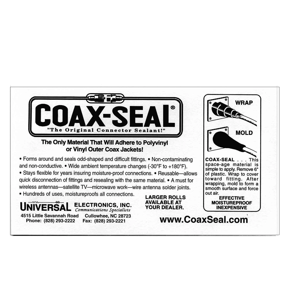 Coax Seal – 1/2 inch x 10 inch Strips
