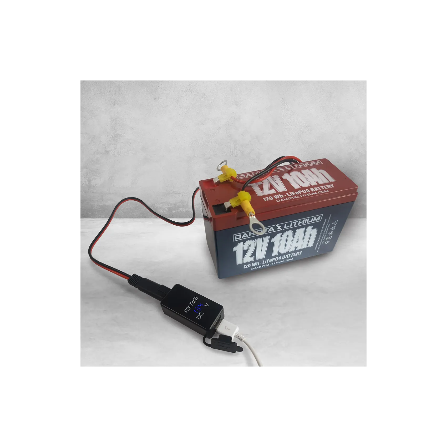 dakota lithium USB PHONE CHARGER, VOLTMETER, & TERMINAL ADAPTER WIRING KIT hooked up
