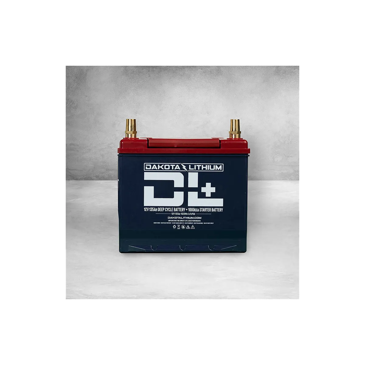 DL+ 12v 135Ah Dual Purpose 1000CCA battery front view
