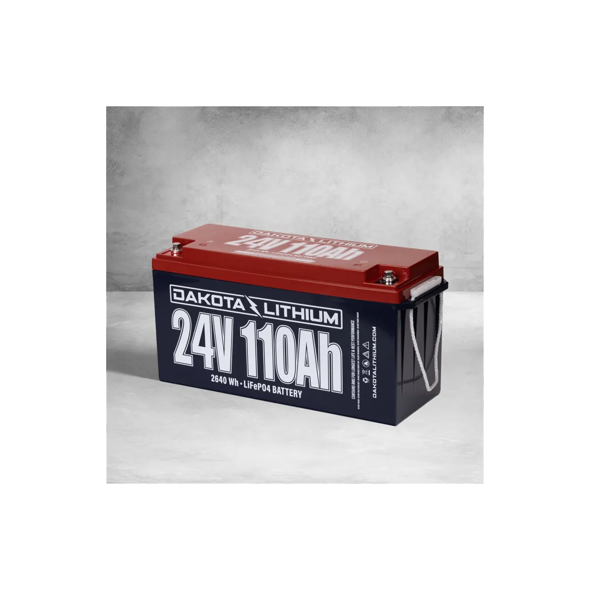 Dakota Lithium 24v 110Ah Deep Cycle LiFePO4 Single Battery angled left