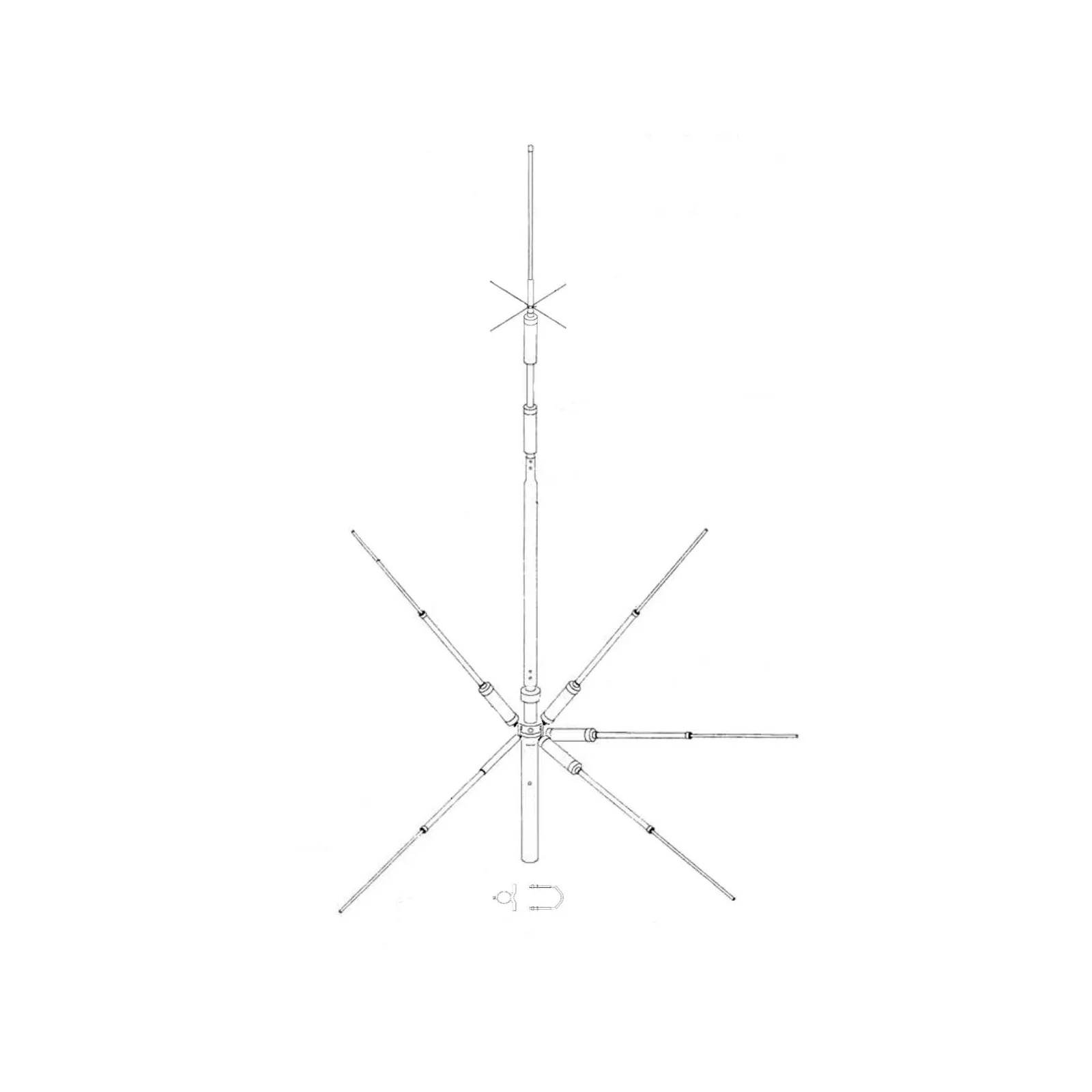 Diamiond Antenna CP5H Five-Band Trap Vertical Antenna diagram