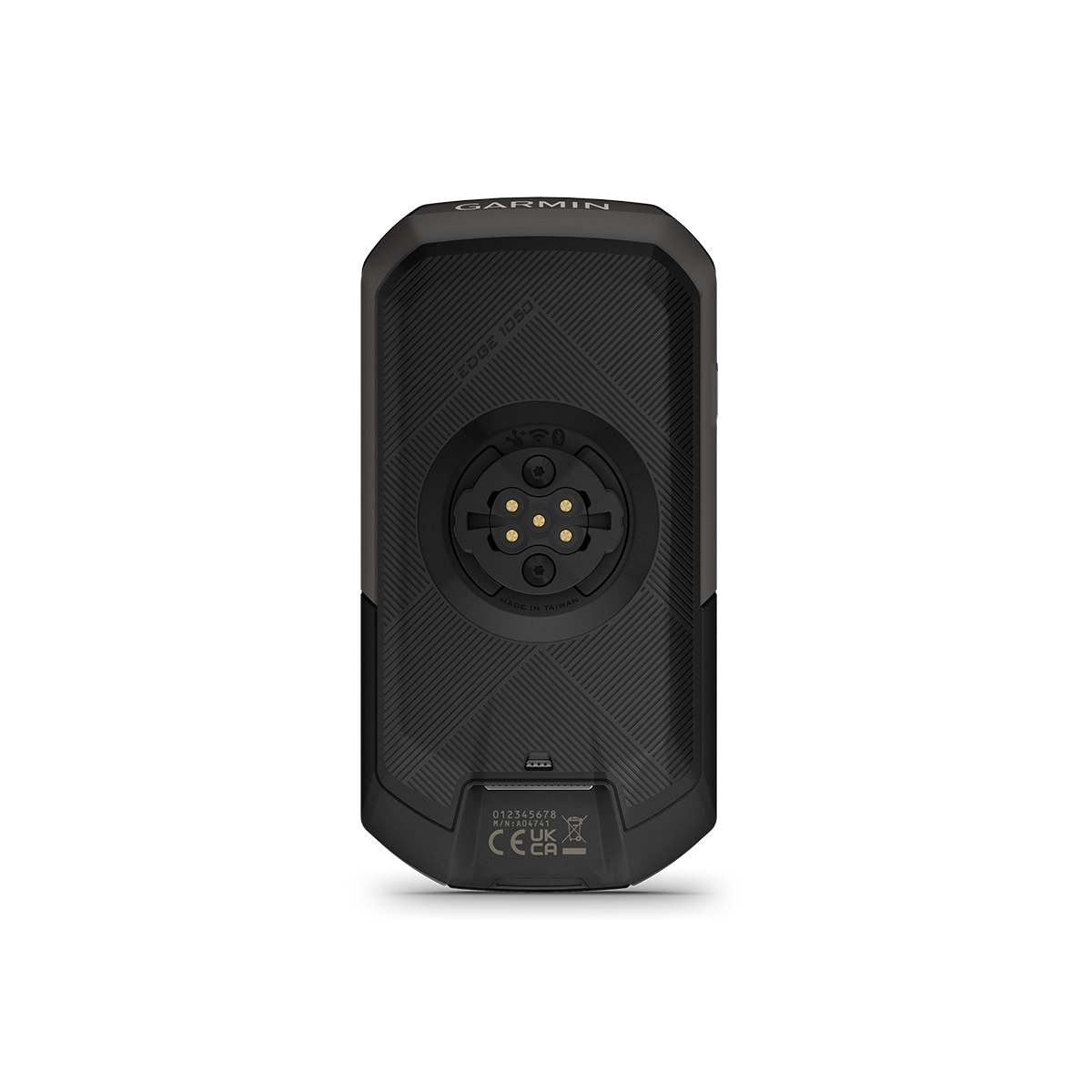Rear view of Garmin Edge 1050 cycling computer with bike mount connection