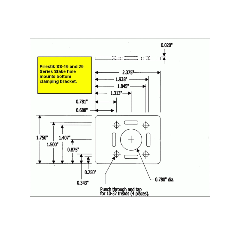 Firestick SS-194A clamp bracket dimensions infographic