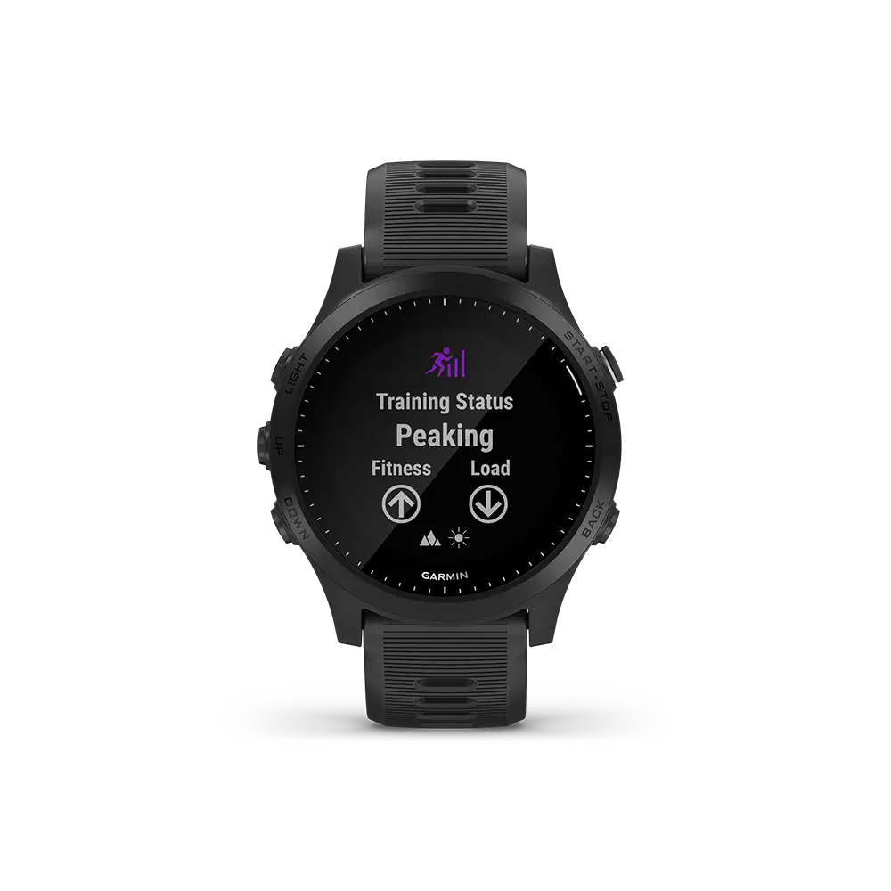 Garmin Forerunner 945 in black with training status page