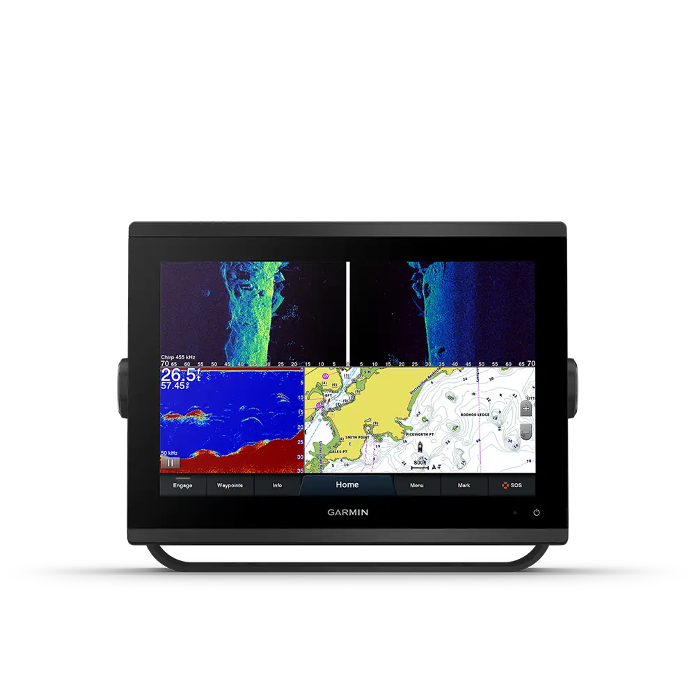 Garmin GPSMAP 1243xsv split screen with sonar and maps