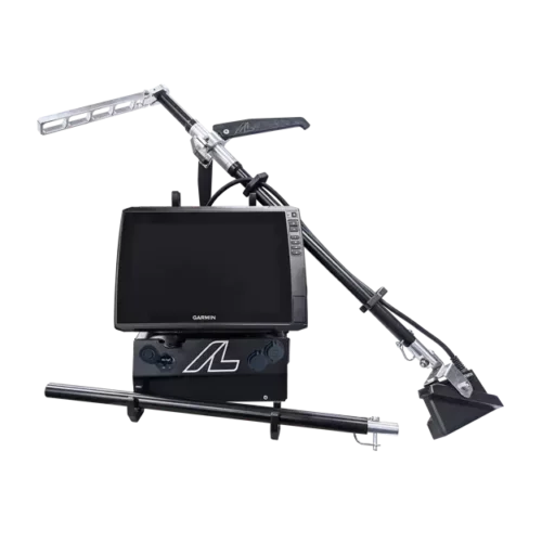 Garmin ECHOMAP 126sv, LiveScope LVS34 transducer and transducer pole, and ArcLab 5200 shuttle ice fishing bundle