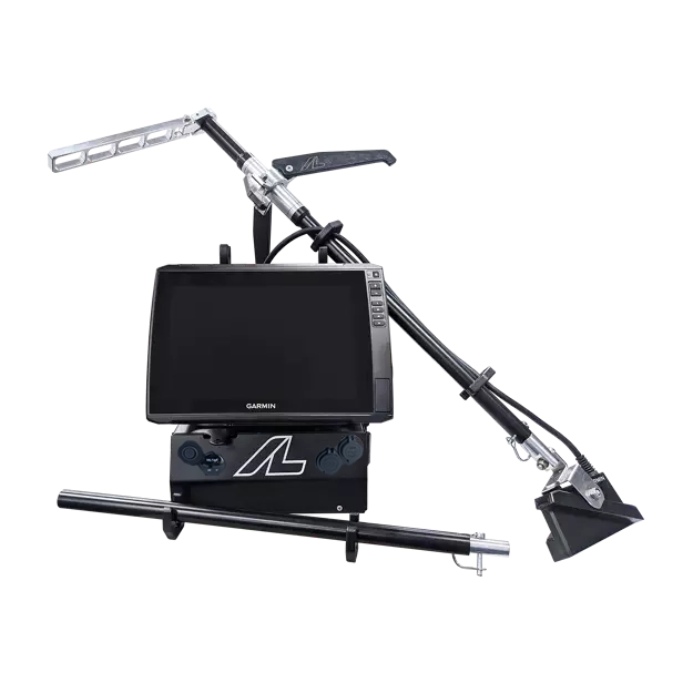 Garmin ECHOMAP 126sv, LiveScope LVS34 transducer and transducer pole, and ArcLab 5200 shuttle ice fishing bundle
