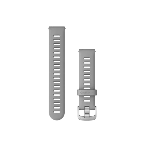 Garmin Quick Release Bands (18mm) - Powder Gray Silicone with Silver Hardware (2 bands)
