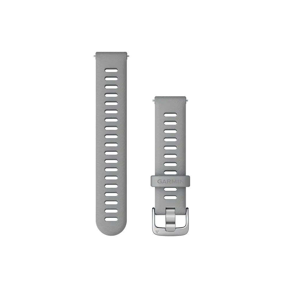 Garmin Quick Release Bands (18mm) - Powder Gray Silicone with Silver Hardware (2 bands)