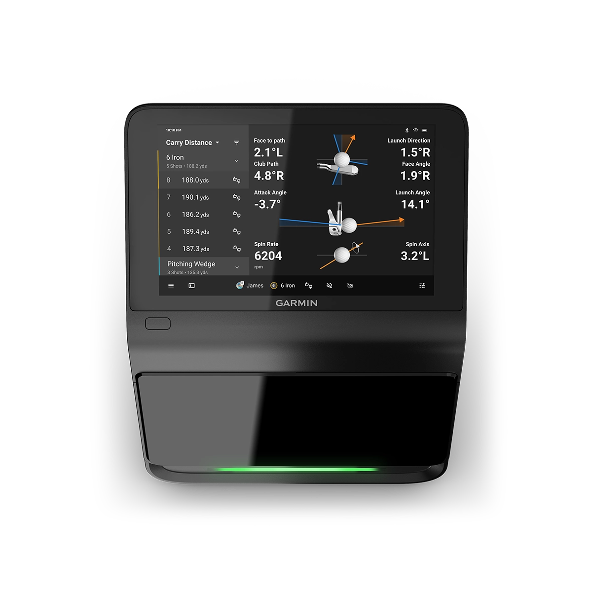 Garmin Approach R50 club metrics screen