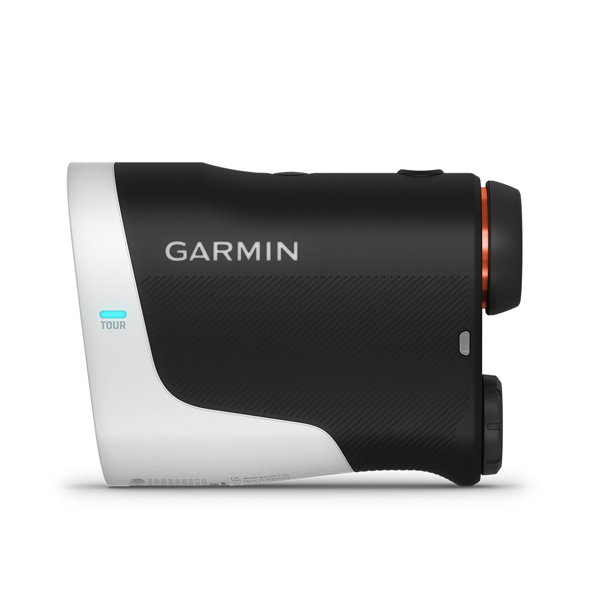 Garmin Approach Z30 golf rangefinder left side with tournament mode light on