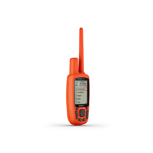 Garmin Astro 900 GPS tracker for dogs handheld device showing Garmin HuntView screen