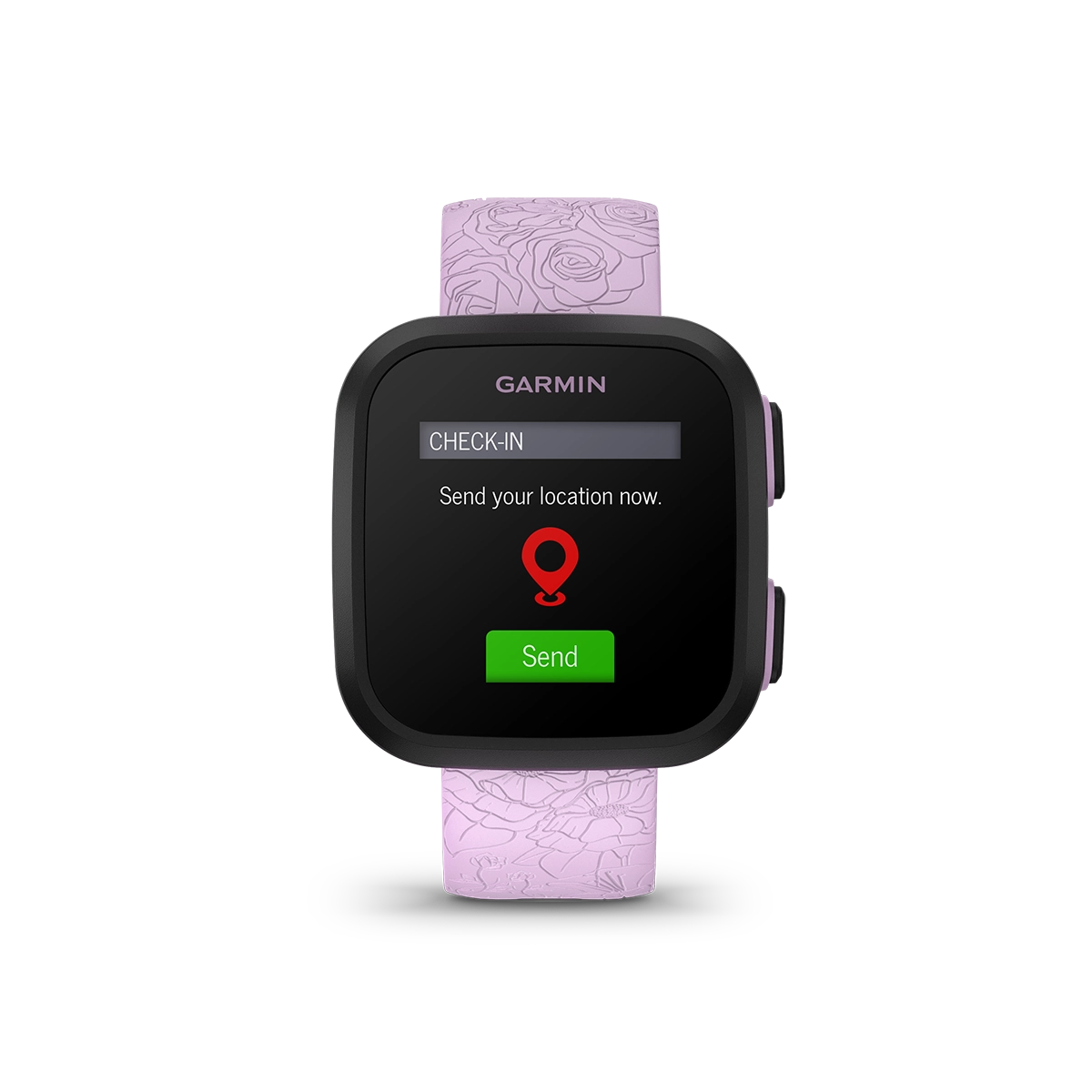 Garmin Bounce in Lilac Floral location screen