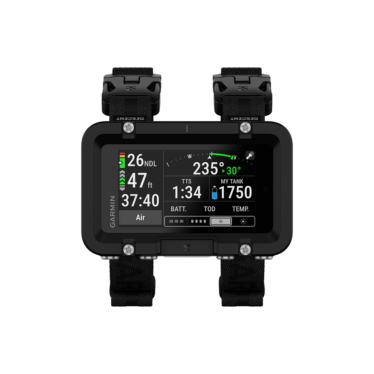 Garmin Descent X50i in-dive flashlight quick control