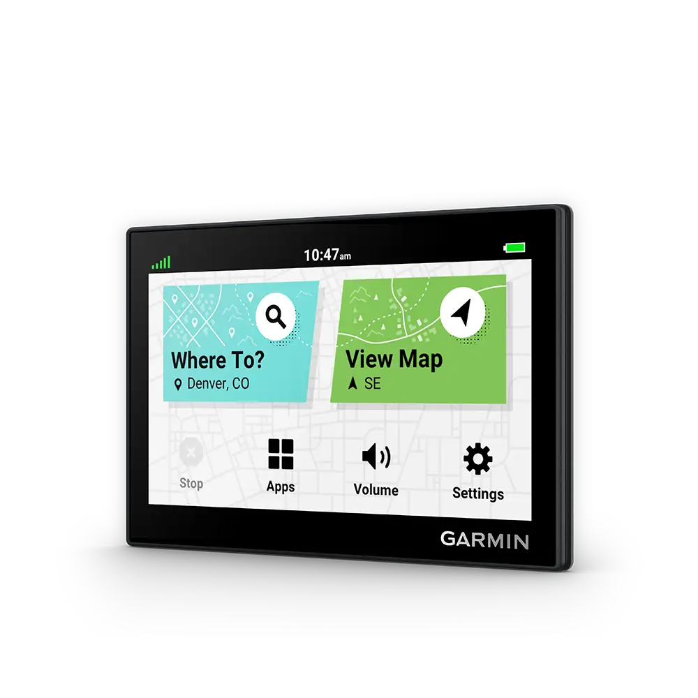 Garmin Drive 53 angled left with main menu screen