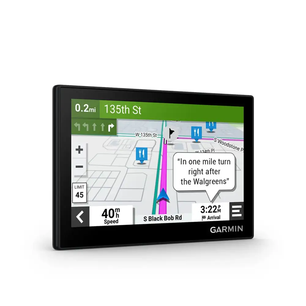 Garmin Drive 53 angled right with navigation directions screen