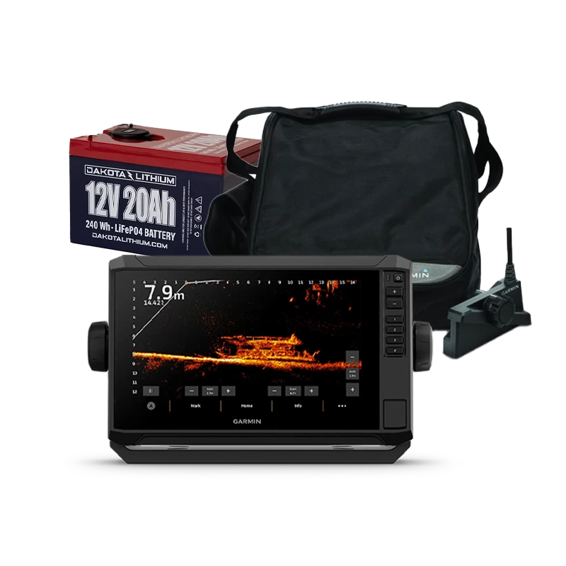 Garmin LiveScope Plus Ice Fishing Kit with ECHOMAP UHD2 95sv & LI Battery Specs