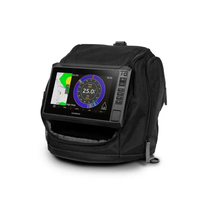 Garmin ECHOMAP UHD2 73sv Ice Fishing Bundle left view