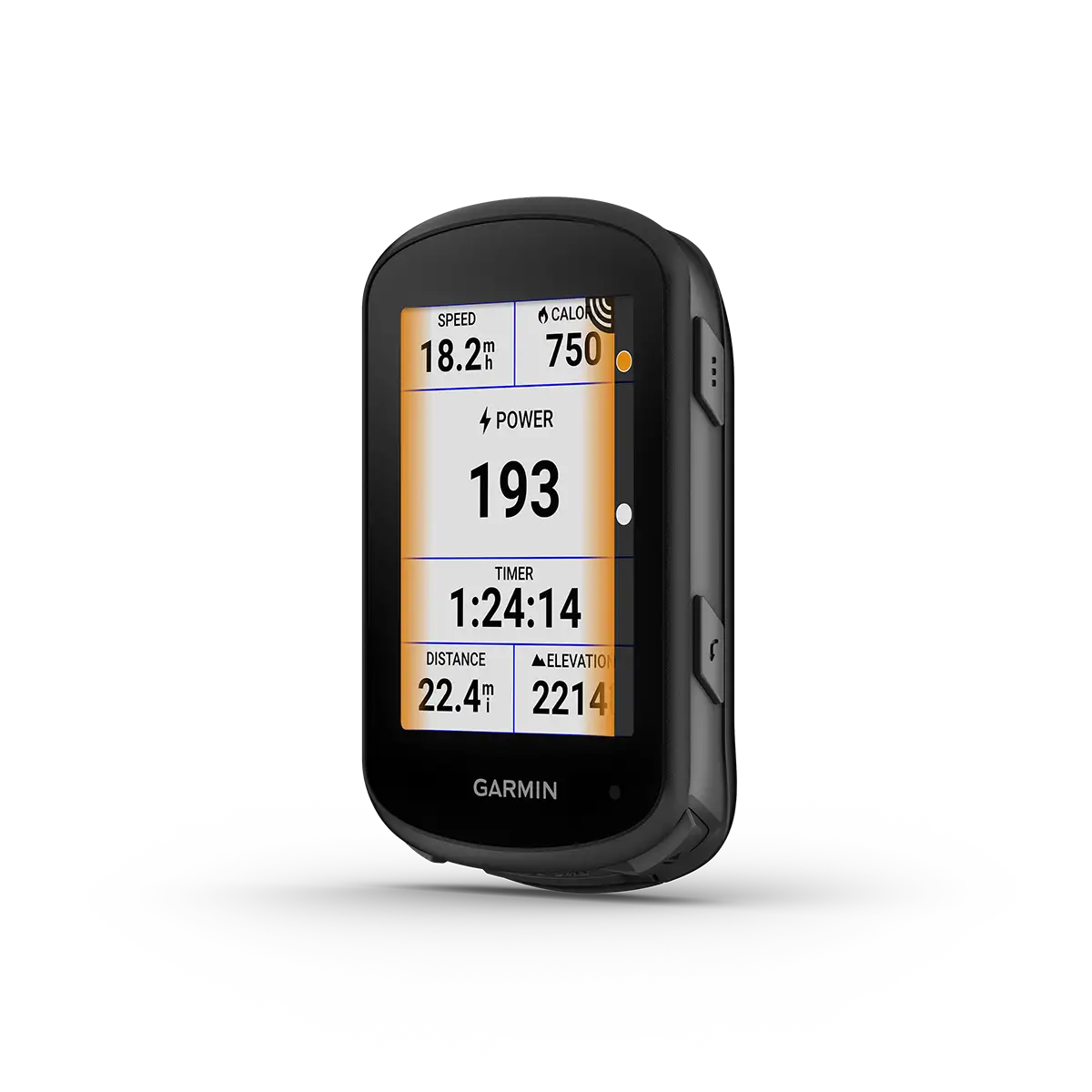 Garmin Edge 540 left side with radar warning and data screens