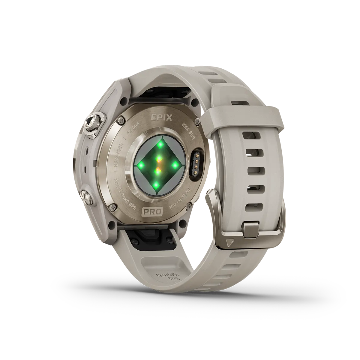 Garmin epix PRO Gen 2 Sapphire in sand rear view heart rate monitor for fitness watch