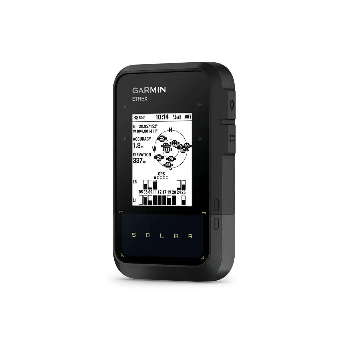 Garmin eTrex Solar hiking GPS satellite, elevation, and location tracking