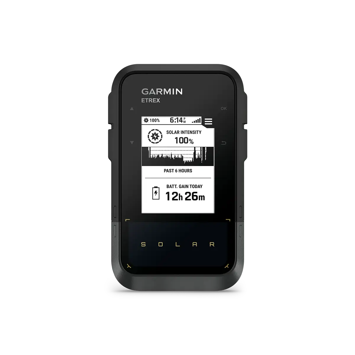 Garmin eTrex Solar solar-powered GPS tracker with solar intensity