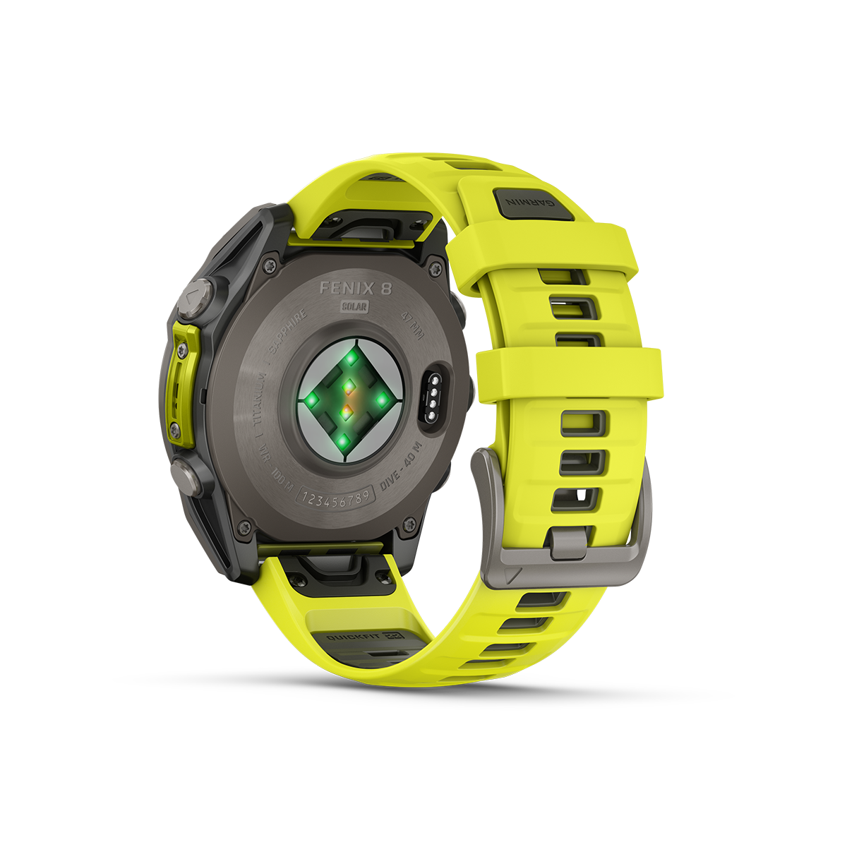 Garmin fenix 8 solar 47mm titanium rear view