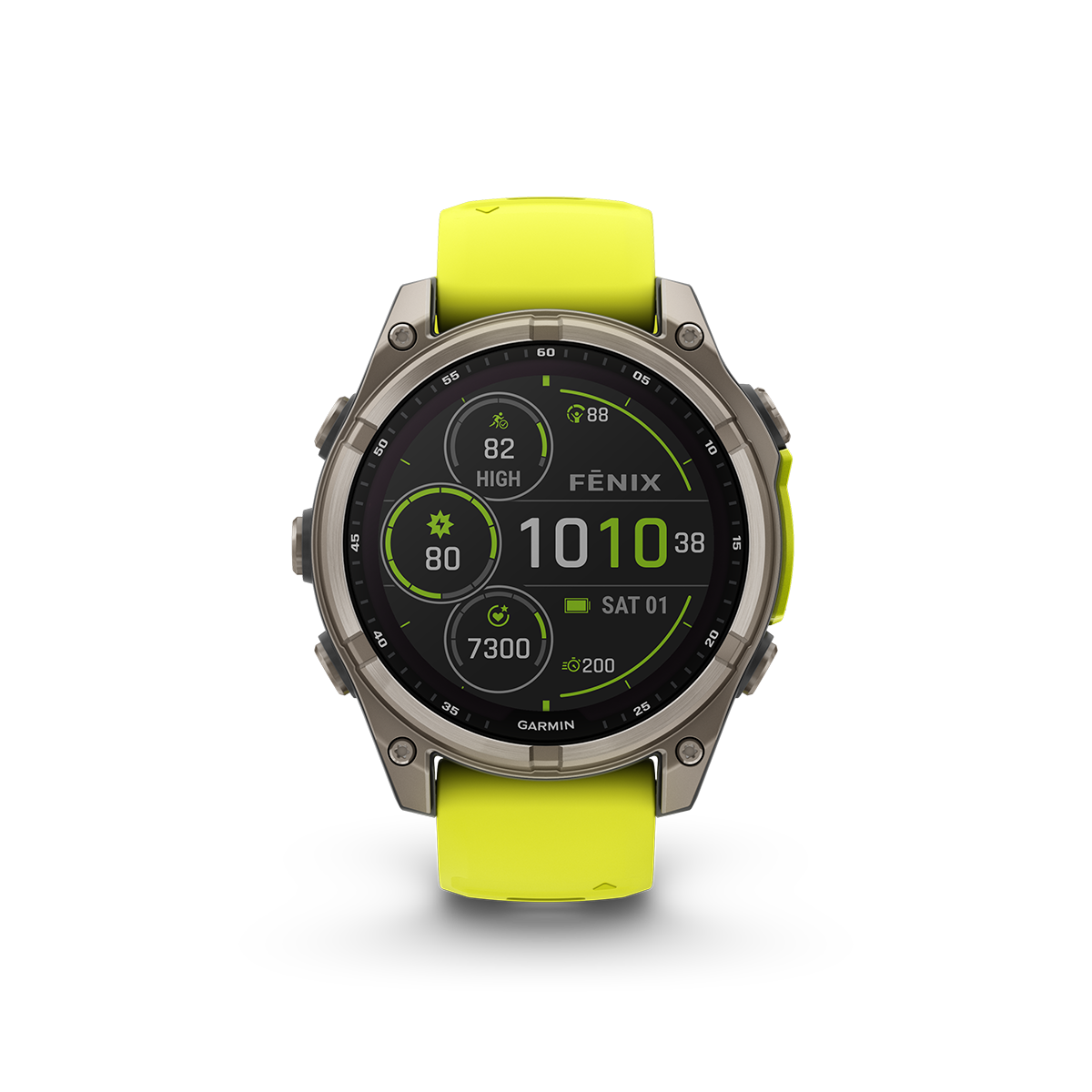 Garmin fenix 8 solar 47mm titanium front view