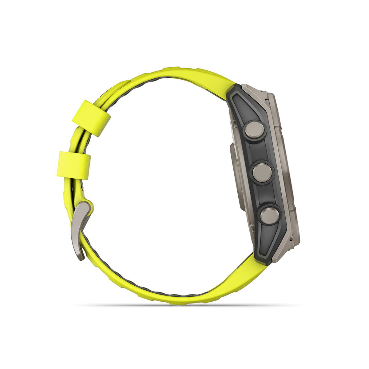 Garmin fēnix 8 solar smartwatch titanium and yellow right side