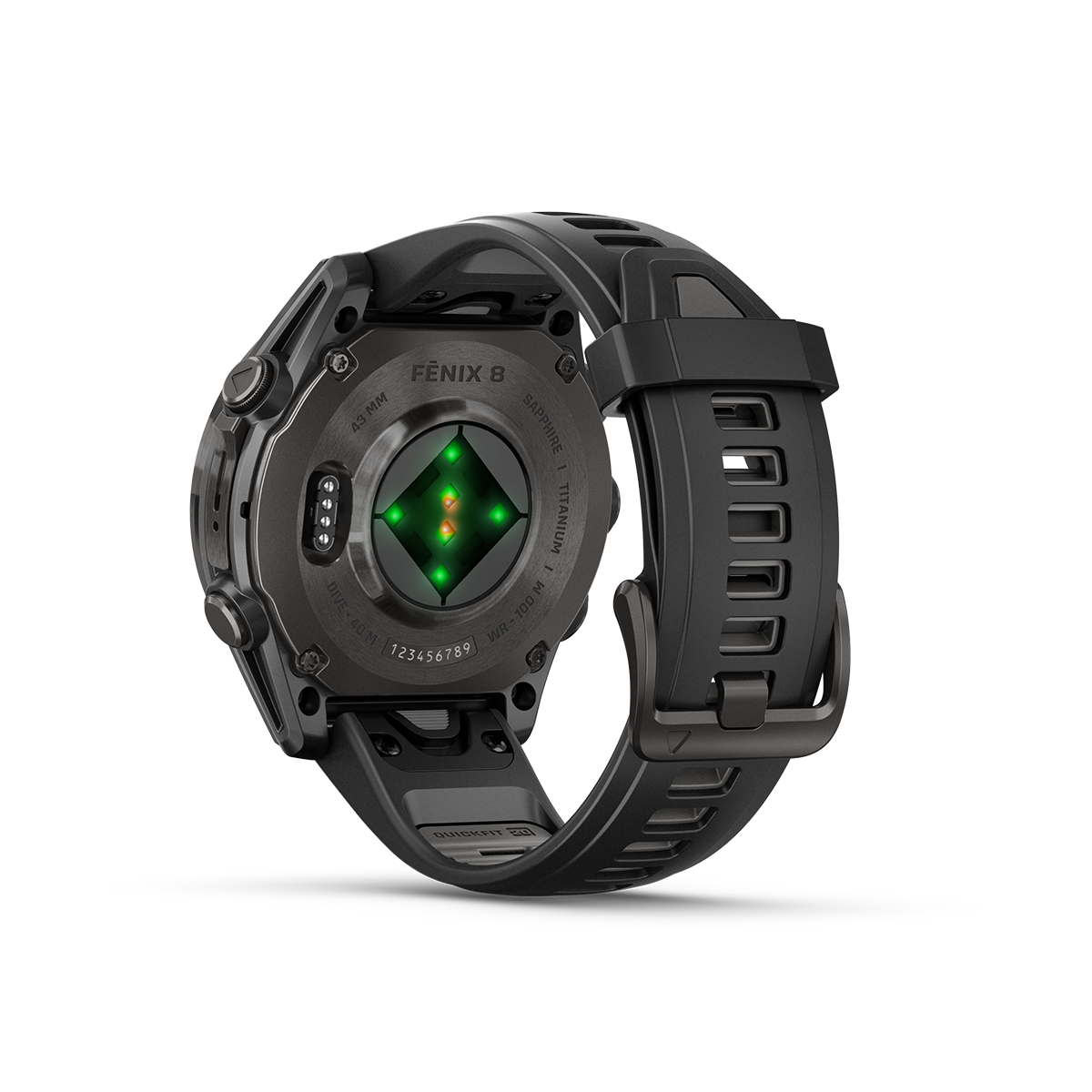 Garmin fenix 8 43mm carbon black rear view
