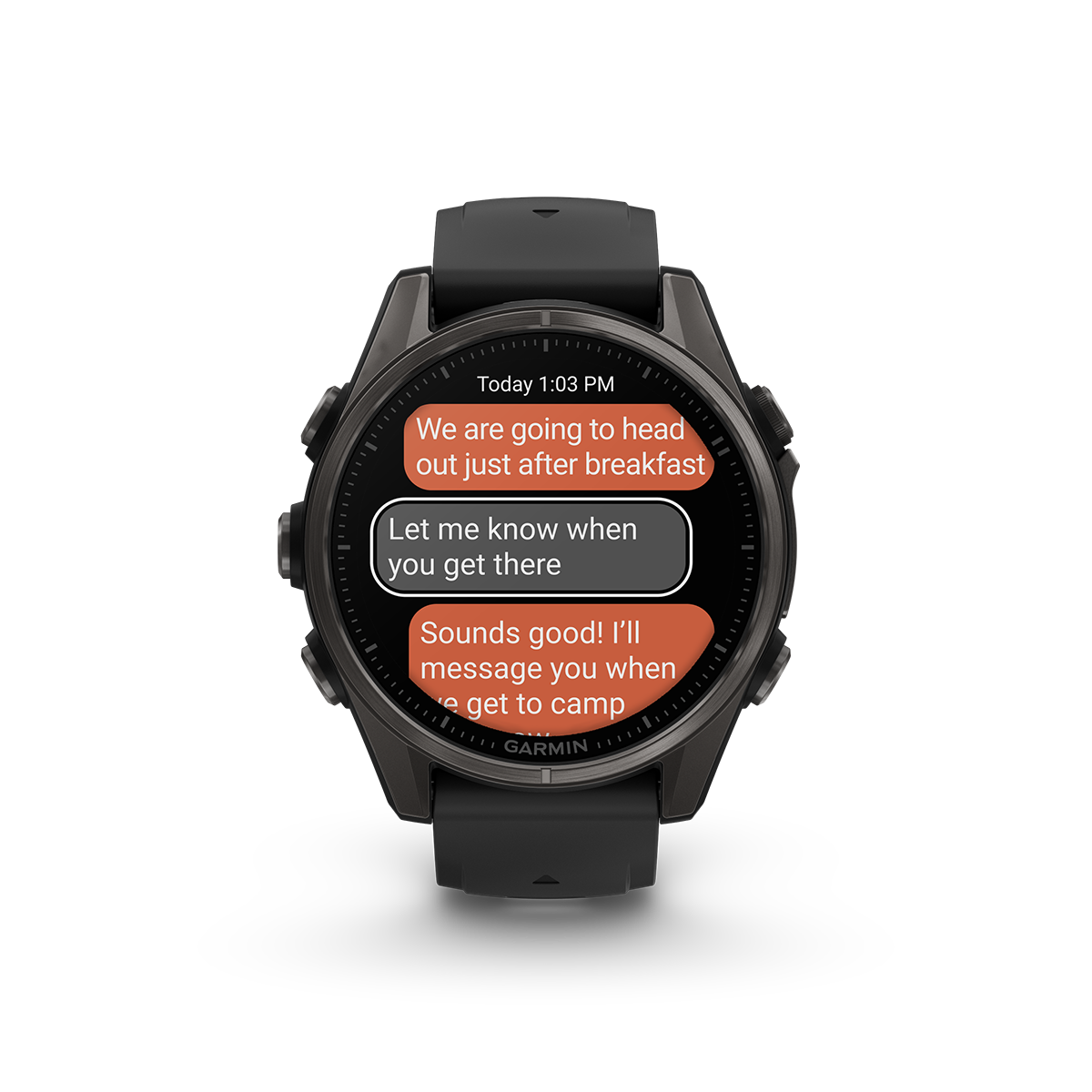 Garmin fenix 8 43mm carbon black messenger app thread
