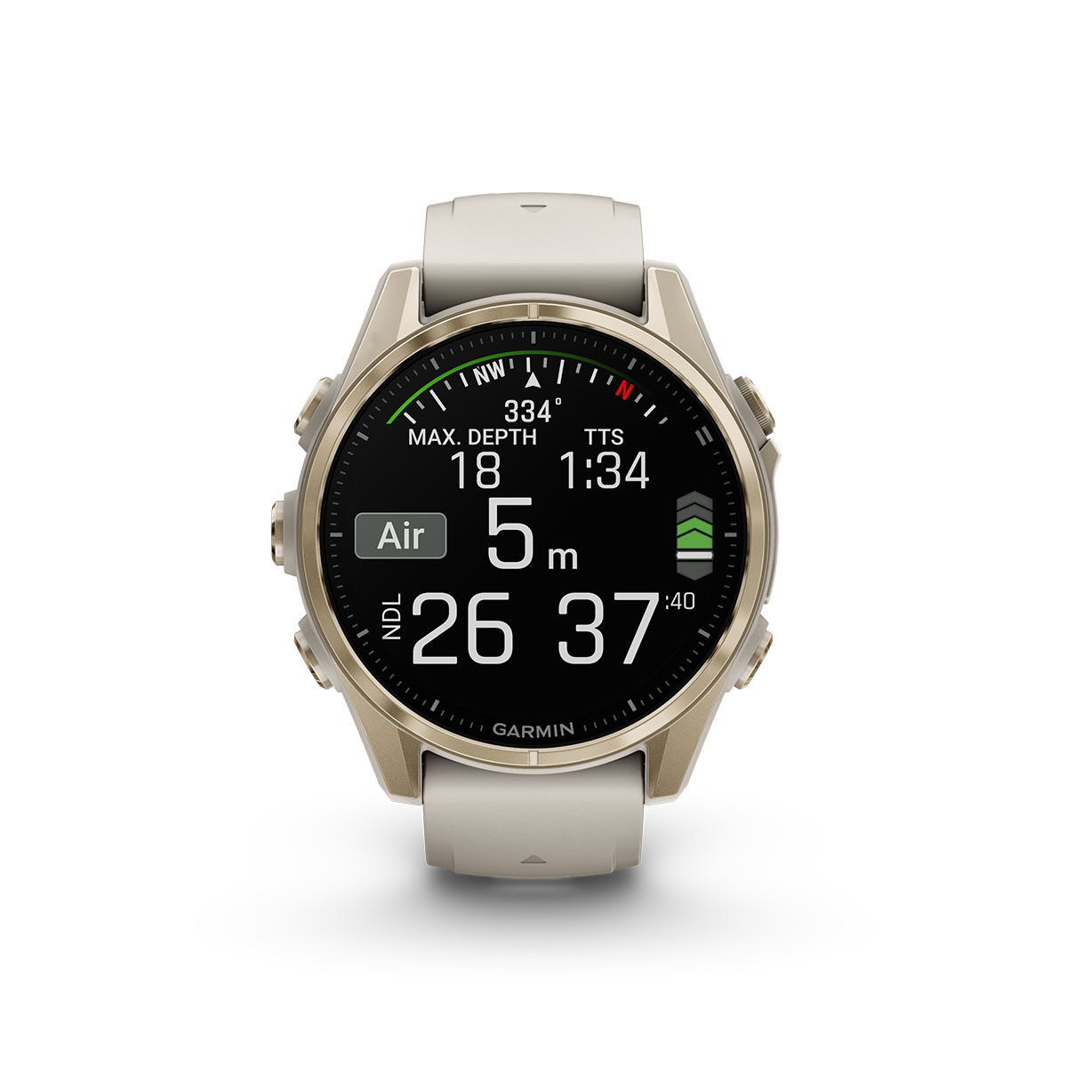 Garmin fenix 8 43mm soft gold dive metric