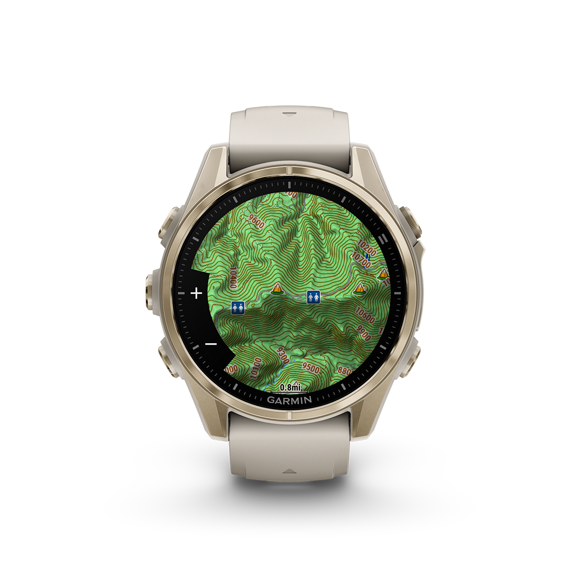 Garmin fenix 8 43mm soft gold topo map statute