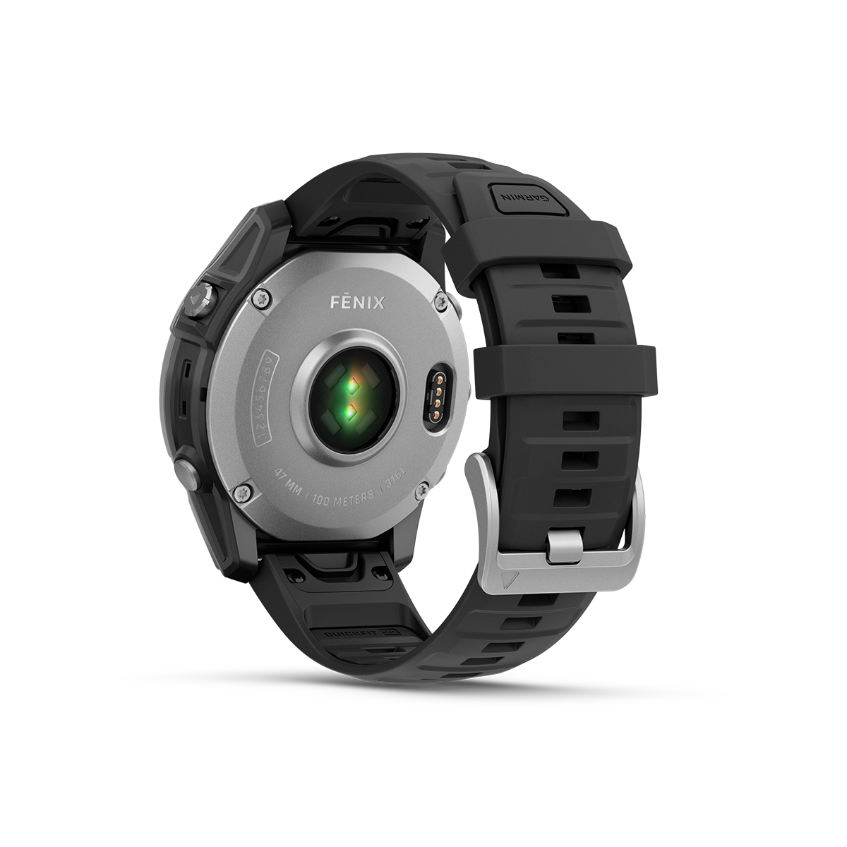 Garmin fenix E steel rear view