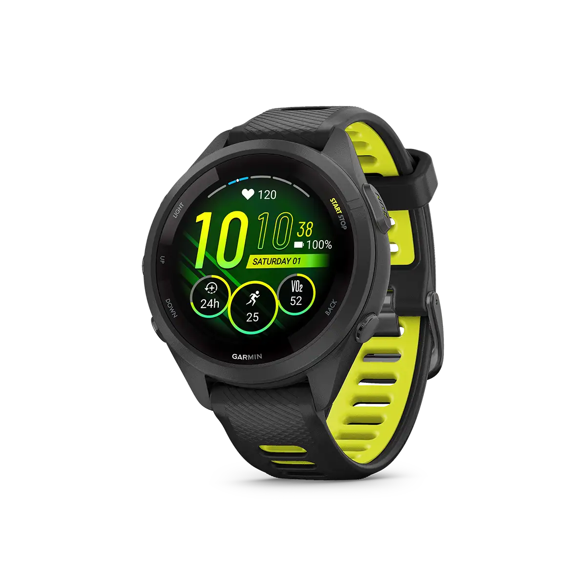 Garmin Forerunner 265S in black left angled view