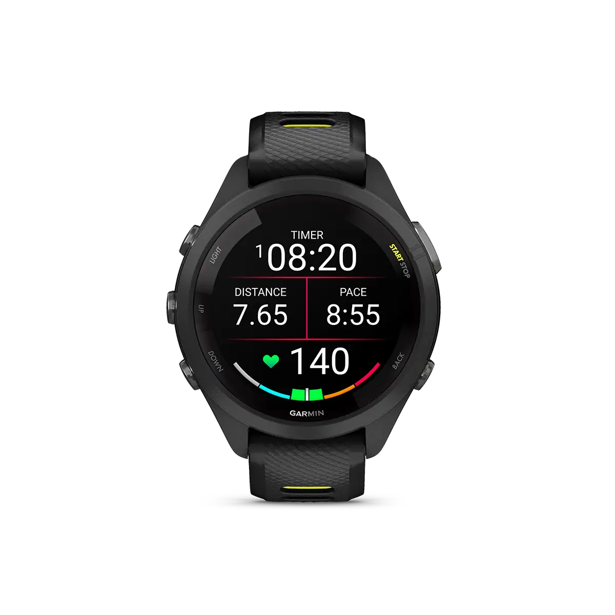 Garmin Forerunner 265S in black timer and other data fields view