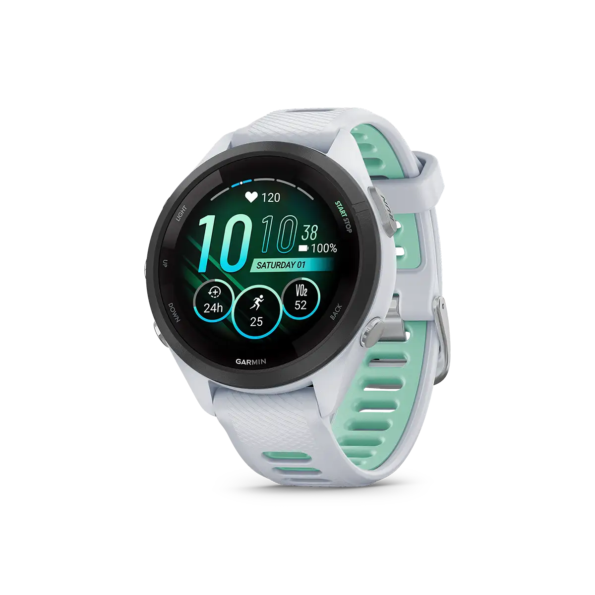 Garmin Forerunner 265S in white left angeled