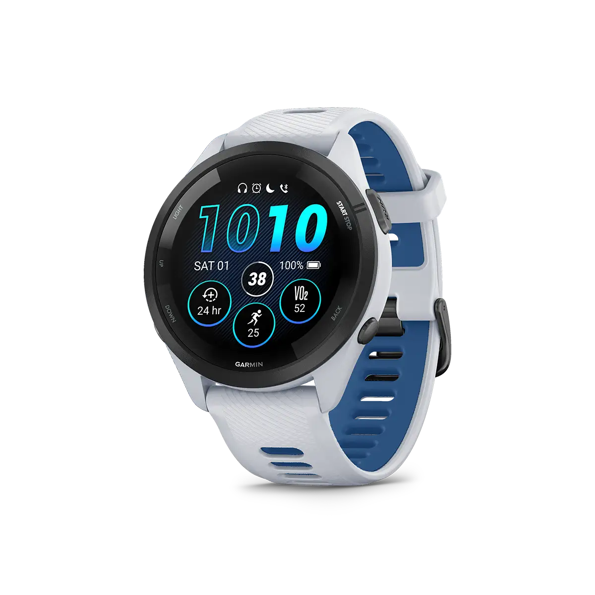 Garmin Forerunner 265 in white left angled view