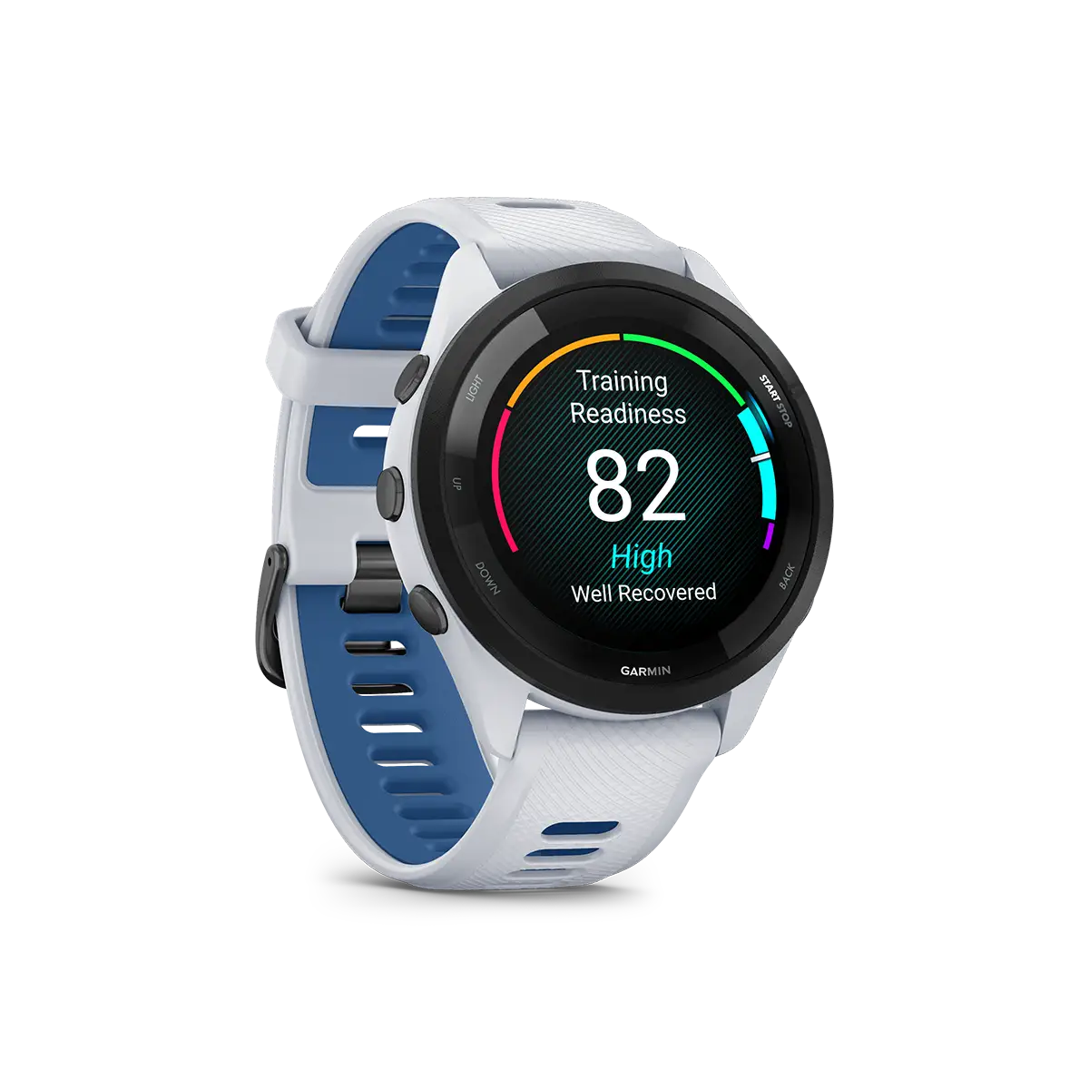 Garmin Forerunner 265 in white right angled view