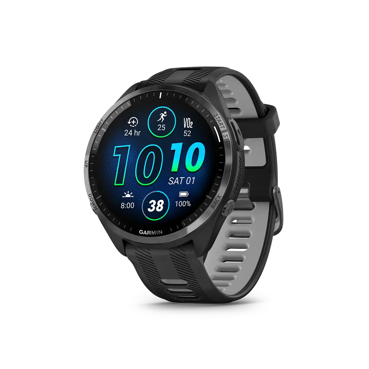 Garmin Forerunner 965 in black angled left