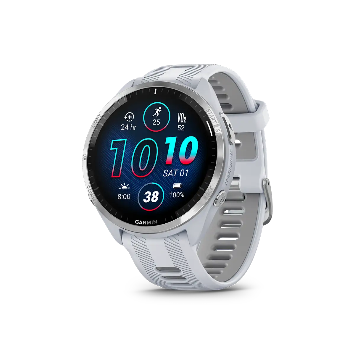 Garmin Forerunner 965 in white left angled view