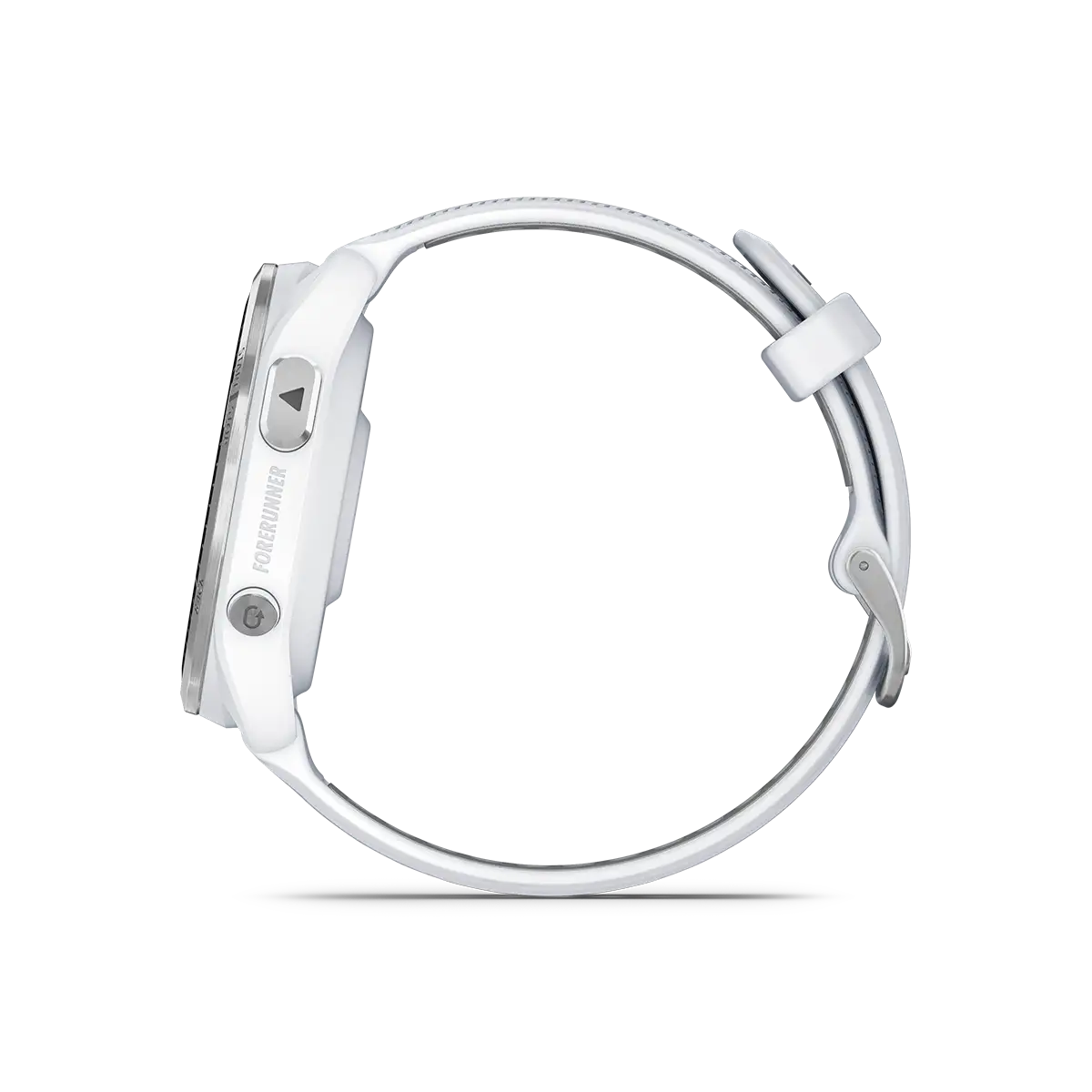 Garmin Forerunner 965 in white left side with buttons