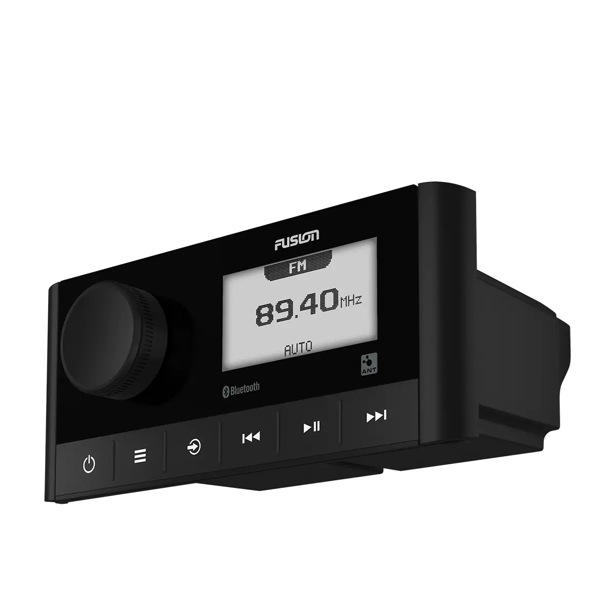 Fusion MS-RA60 Stereo left angled view with display and buttons