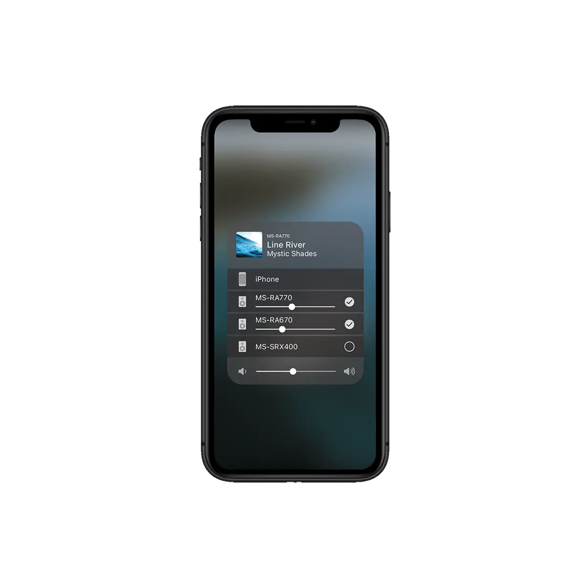 Fusion Apollo MS-RA770 Marine Stereo with Wi-Fi app on smartphone
